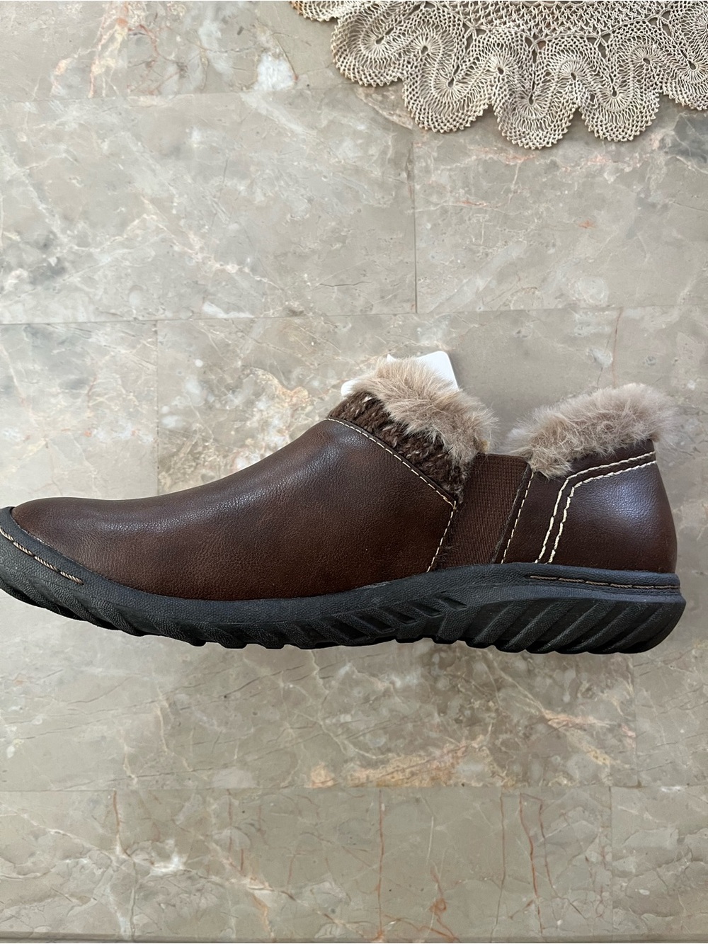 JBU by Jambu Dark Brown Slip-On Shoe with Faux Fur Collar